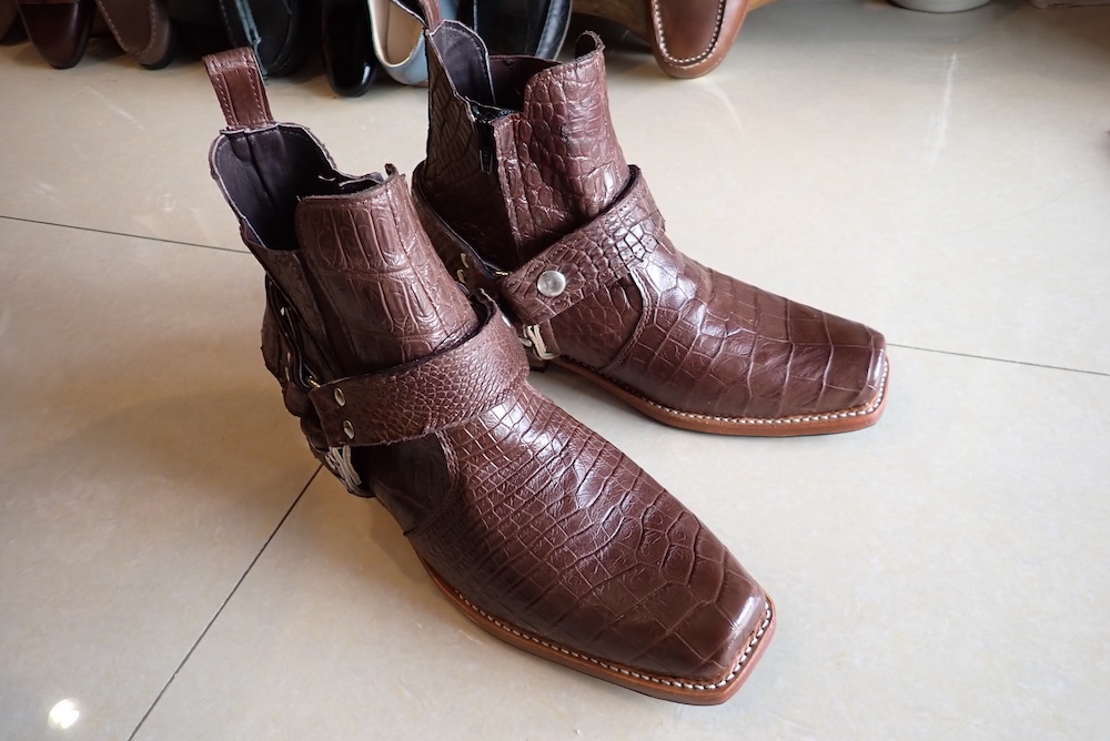 shoes leather hand made ostrich